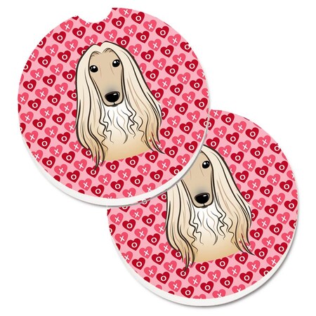 Carolines Treasures Afghan Hound Hearts Cup Holder Car Coasters - Set of 2 BB5314CARC